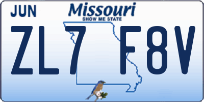 MO license plate ZL7F8V