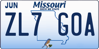 MO license plate ZL7G0A