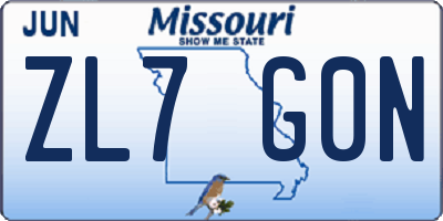 MO license plate ZL7G0N