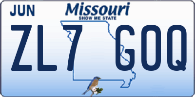 MO license plate ZL7G0Q