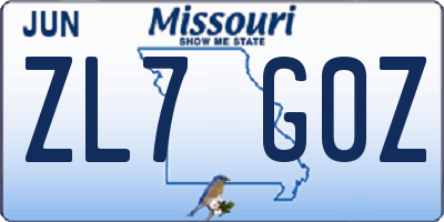 MO license plate ZL7G0Z