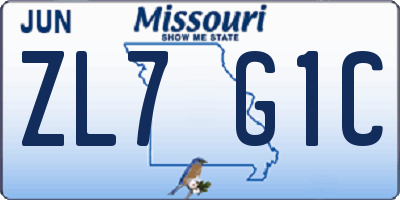 MO license plate ZL7G1C