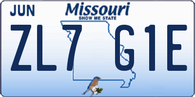 MO license plate ZL7G1E