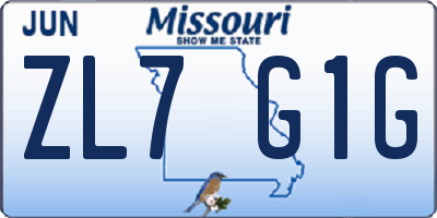 MO license plate ZL7G1G