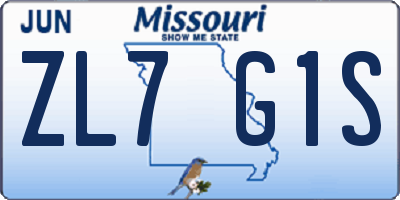 MO license plate ZL7G1S