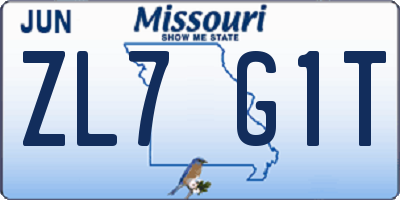 MO license plate ZL7G1T