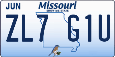 MO license plate ZL7G1U