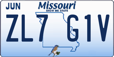 MO license plate ZL7G1V