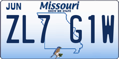 MO license plate ZL7G1W