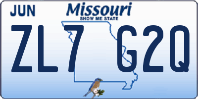 MO license plate ZL7G2Q