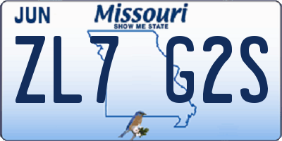 MO license plate ZL7G2S