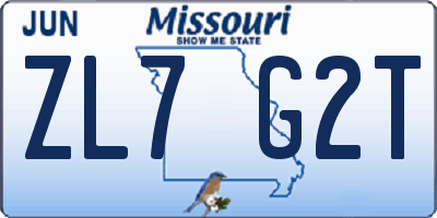 MO license plate ZL7G2T