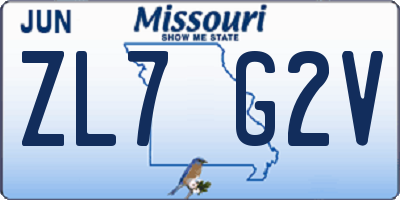 MO license plate ZL7G2V