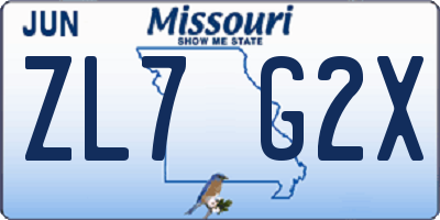 MO license plate ZL7G2X