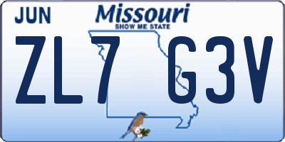 MO license plate ZL7G3V