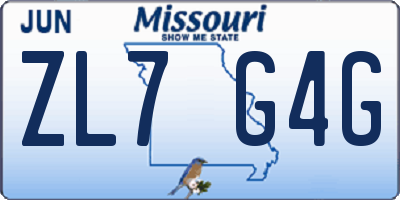 MO license plate ZL7G4G