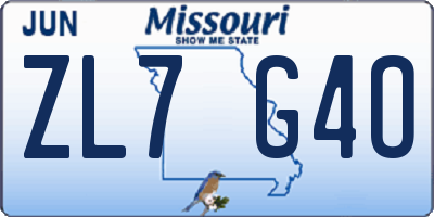 MO license plate ZL7G4O