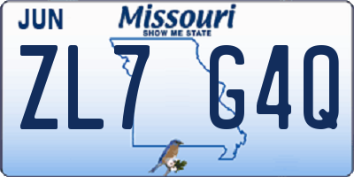 MO license plate ZL7G4Q