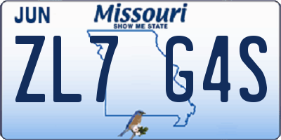 MO license plate ZL7G4S