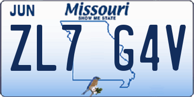 MO license plate ZL7G4V