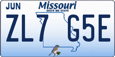MO license plate ZL7G5E