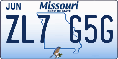 MO license plate ZL7G5G