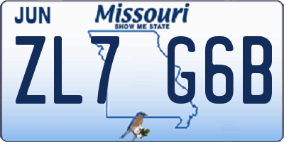 MO license plate ZL7G6B