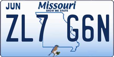 MO license plate ZL7G6N