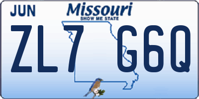 MO license plate ZL7G6Q