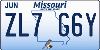 MO license plate ZL7G6Y