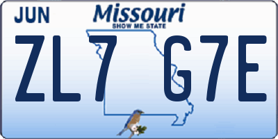 MO license plate ZL7G7E