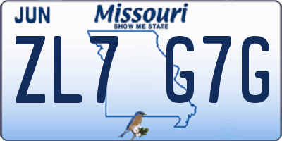 MO license plate ZL7G7G