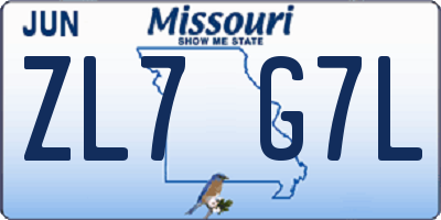 MO license plate ZL7G7L