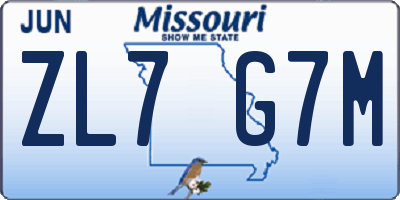 MO license plate ZL7G7M
