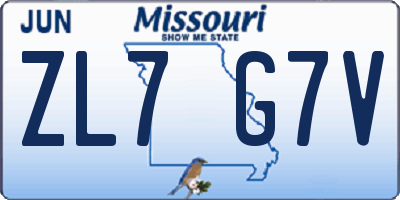 MO license plate ZL7G7V