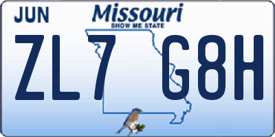 MO license plate ZL7G8H