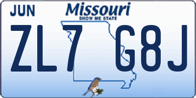 MO license plate ZL7G8J