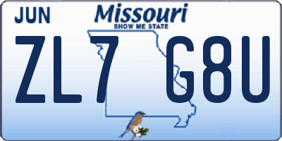 MO license plate ZL7G8U