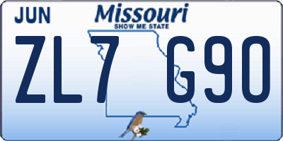 MO license plate ZL7G9O