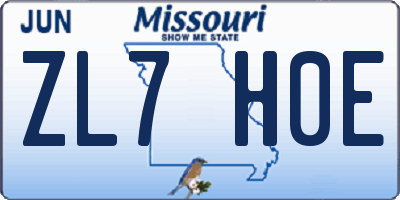 MO license plate ZL7H0E