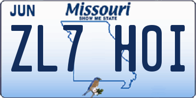 MO license plate ZL7H0I