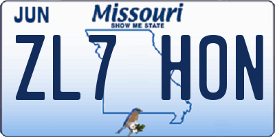 MO license plate ZL7H0N