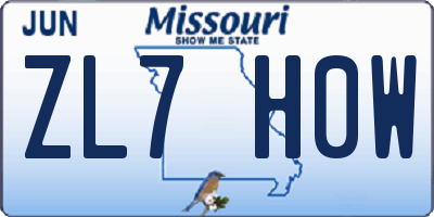MO license plate ZL7H0W