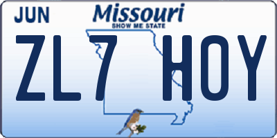 MO license plate ZL7H0Y