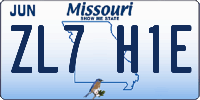 MO license plate ZL7H1E