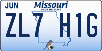 MO license plate ZL7H1G