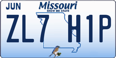 MO license plate ZL7H1P