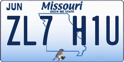 MO license plate ZL7H1U