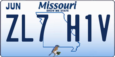 MO license plate ZL7H1V
