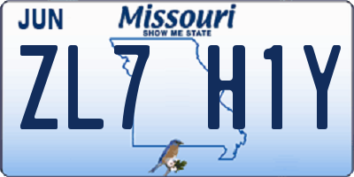 MO license plate ZL7H1Y